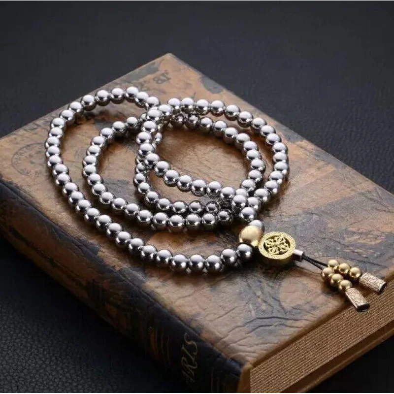 Stainless Steel Car Decoration Pendant Legal Self-Defense Brass Thunderbolt Buddha Beads Steel Whip Metallic Titanium Steel Neck