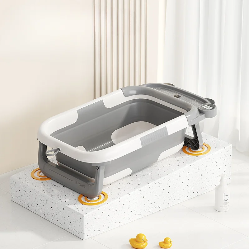 Foldable Baby Bath Tub - Portable Non-Slip Infant and Toddler Bathtub - Space-Saving Design for Newborns and Growing Babies