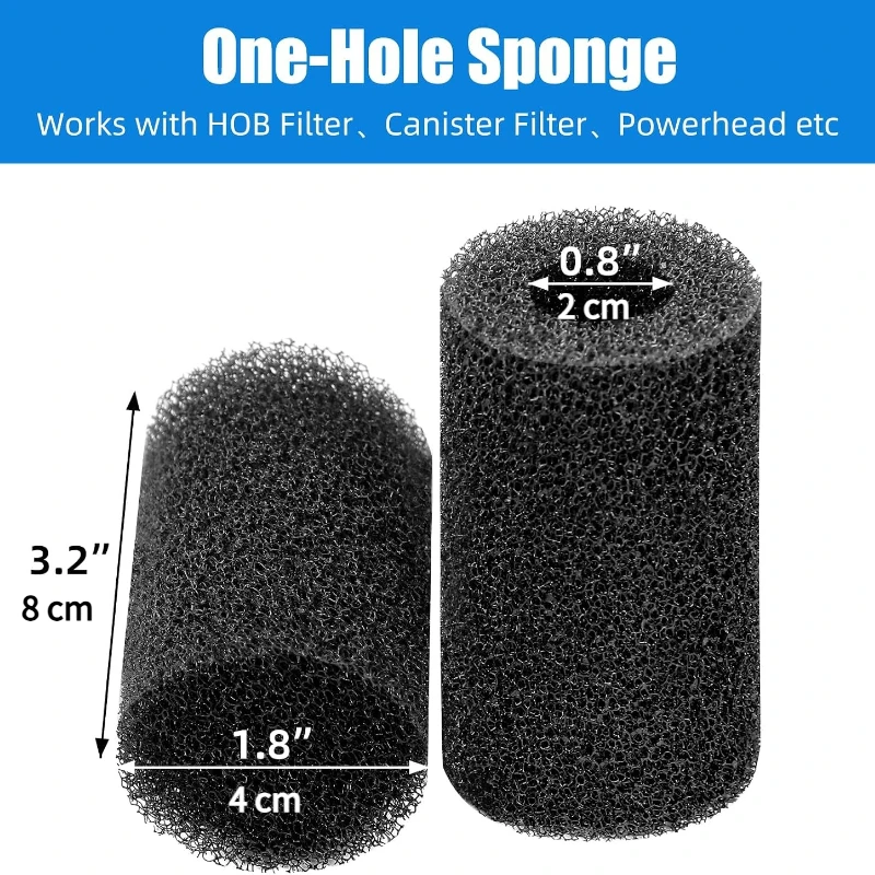 6-Pack Pre-Filter Sponge for Aquarium Shrimp Fry Fish Tank Filter 2cm(0.8”) Intake, Replacement Foam Cover