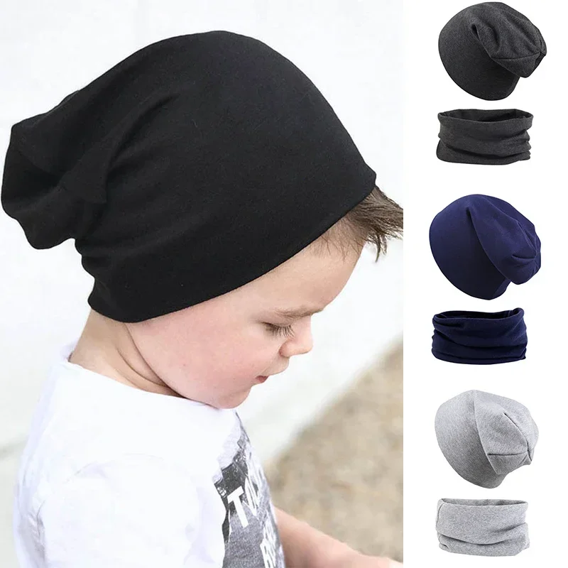 2 pezzi nuovo cappello da bambino sciarpa Set ragazzi ragazze berretto Hip Hop autunno inverno morbido berretto elastico cappelli cotone neonato