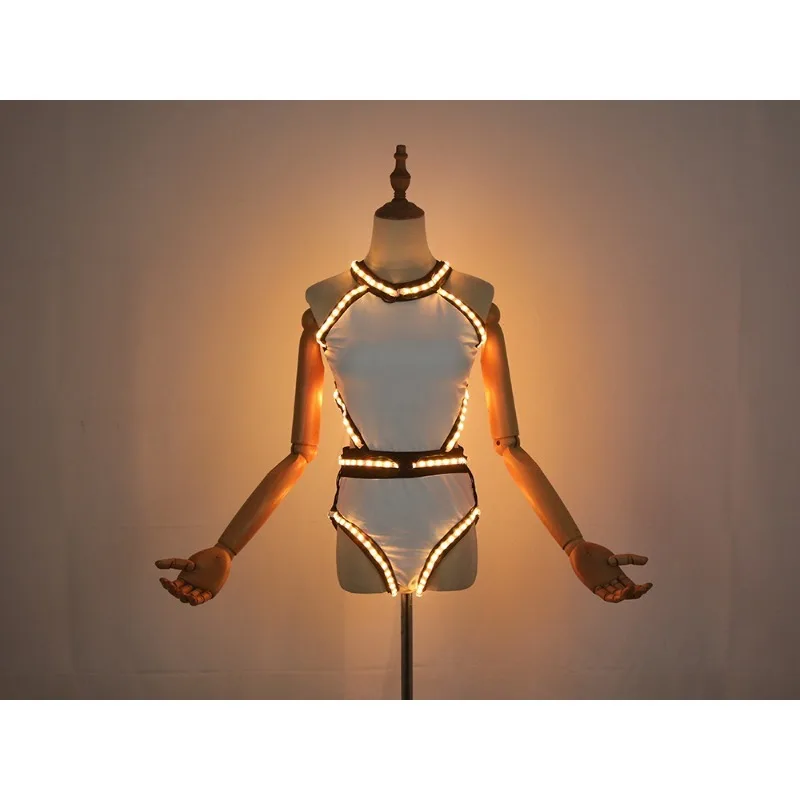 Vestido con luz LED de arcoíris, disfraz de escenario actuación, ropa brillante, ropa de fiesta, Club, KTV, club nocturno, entretenimiento, ropa Flash