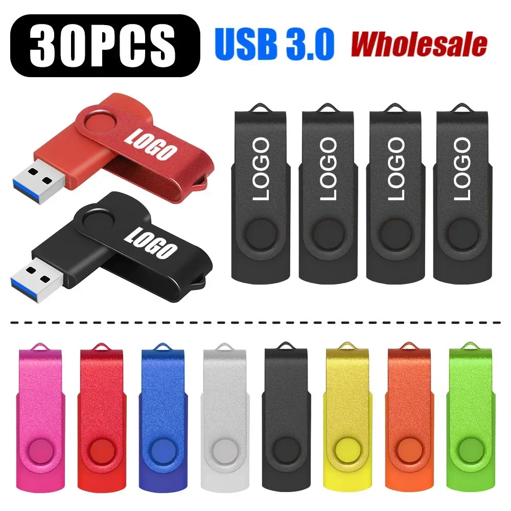 

30PCS/lot New 3.0 USB Pen drive Flash Drive Free Custom Logo Memory Stick 64GB Black PenDrive 32GB 16GB 8GB High Speed clé usb