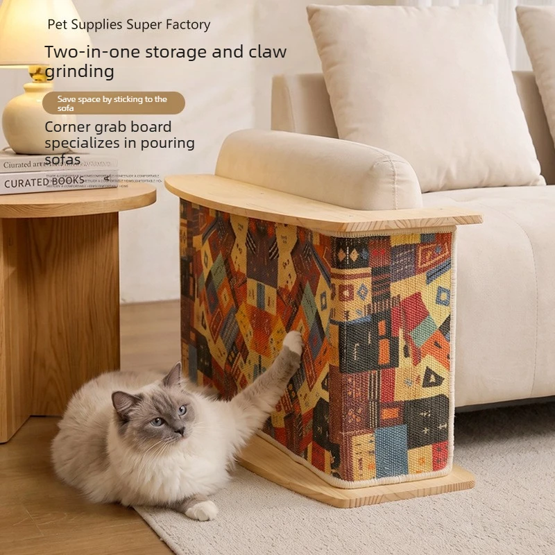Solid wood vertical sisal cat scratching board, oversized wall-attached protective sofa, wear-resistant and not easy to chip off