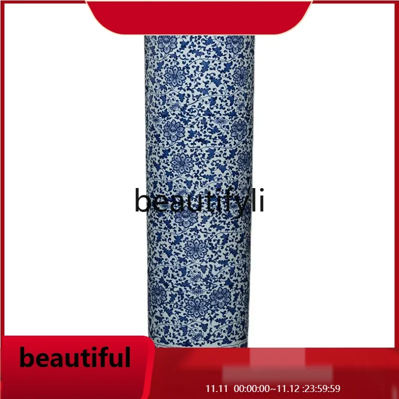 

F132 Jingdezhen ceramic floor-to-ceiling vase straight tube living room study Chinese calligraphy and painting bucket ornament