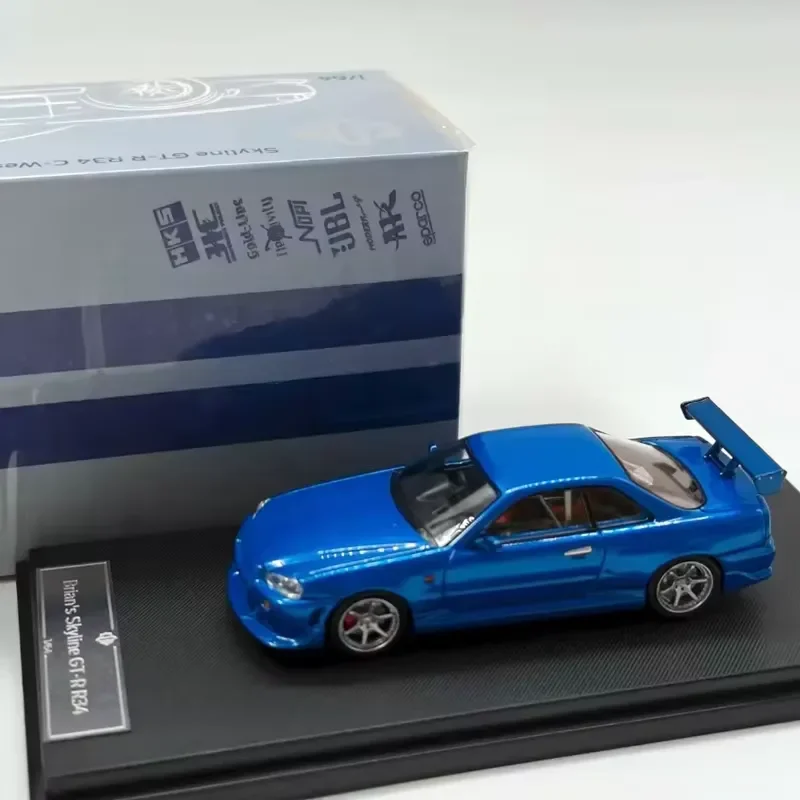 for KOD 1:64 Skyline GTR R34 Diecast Metal Vehicle Miniature Replica Ornament Home Decor Present Collectible Static Figure