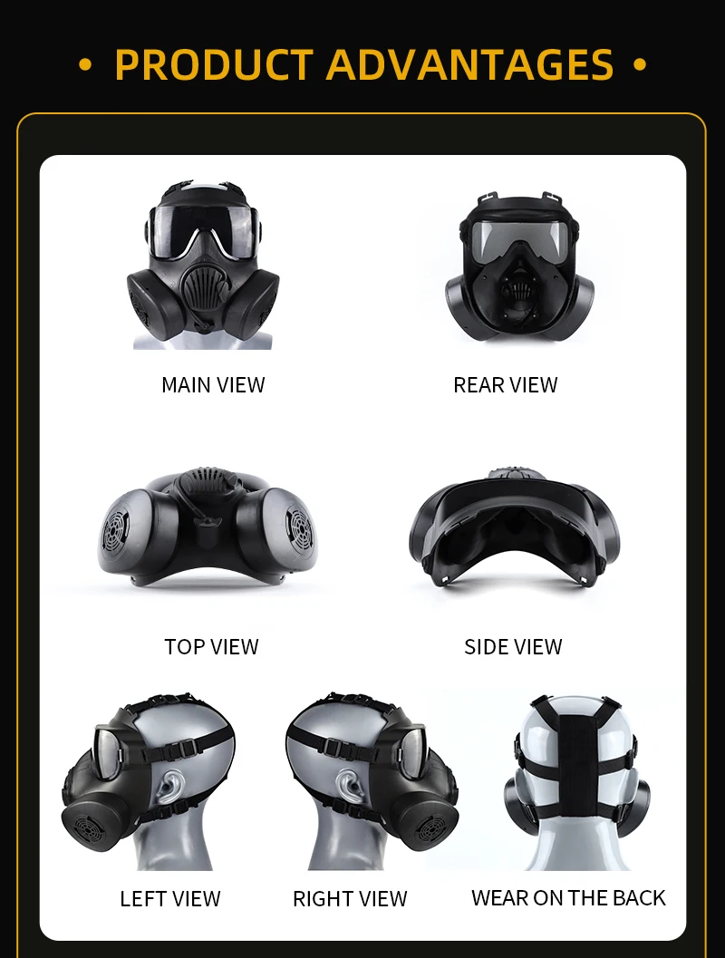 ZLang TPE Taktische Paintball Airsoft Vollgesichtsmaske mit Doppellüftern CS Cosplay Schutzmasken mit Selbstklebendem Kopfband – Detail 4
