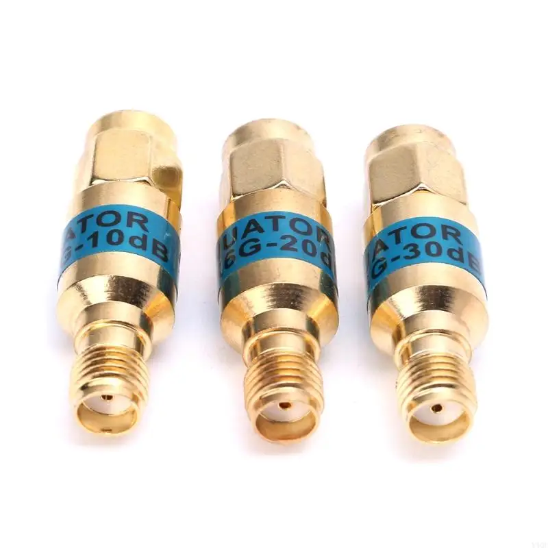 Y4QF Golden Attenuator SMA-JK Male to Female RF Coaxial Attenuator 2W 0-6GHz 30db