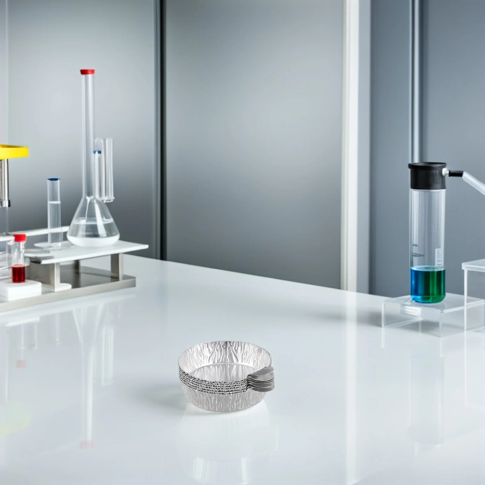 50 قطعة طبق وزن من رقائق الألومنيوم معدات مختبر متينة عينة صواني مسحوق حاويات التراص حلول التخزين خفيفة الوزن