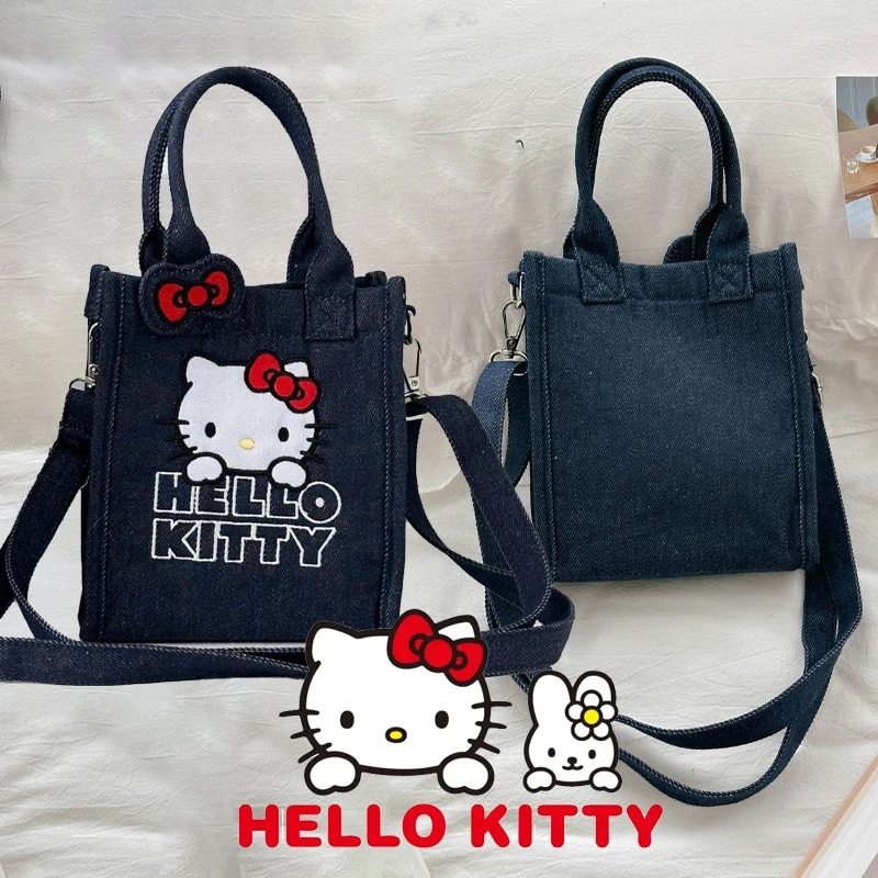 

New Hello Kittys Crossbody Bag Cowboy Crossbody Mobile Phone Bag Cowboy Portable Mini Cute Packet Embroidery Girl's Heart