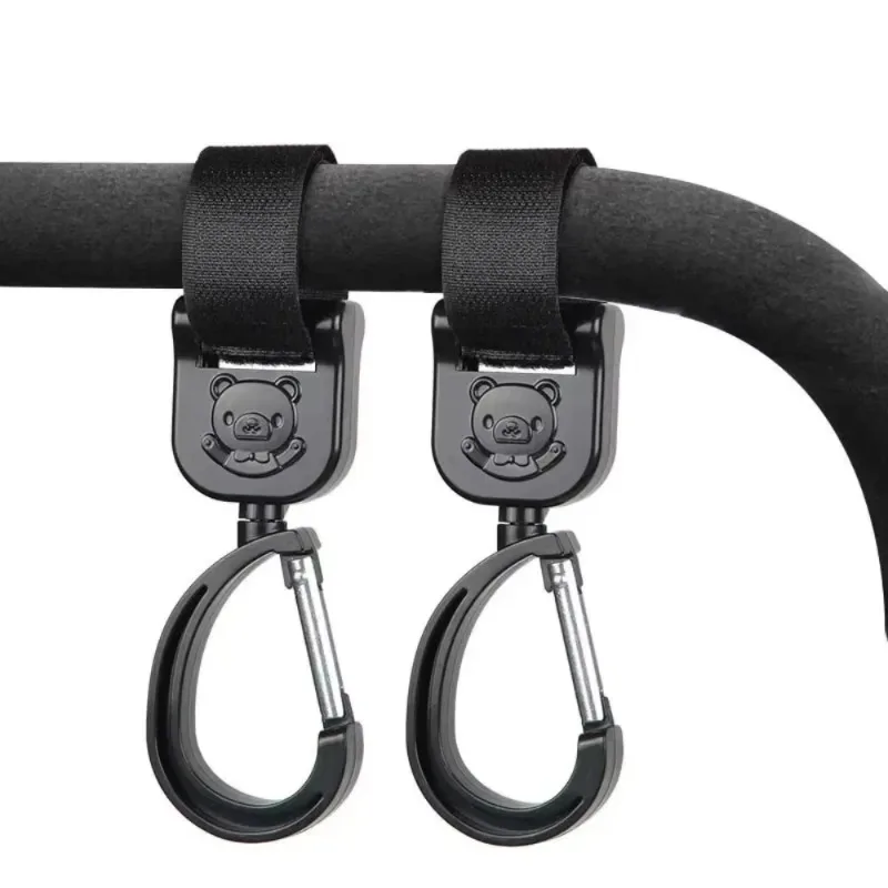 Heavy-Duty Stroller Hooks with 360° Rotation – Keeps Bags Off Ground, Fits All Standard Pushchair Handles