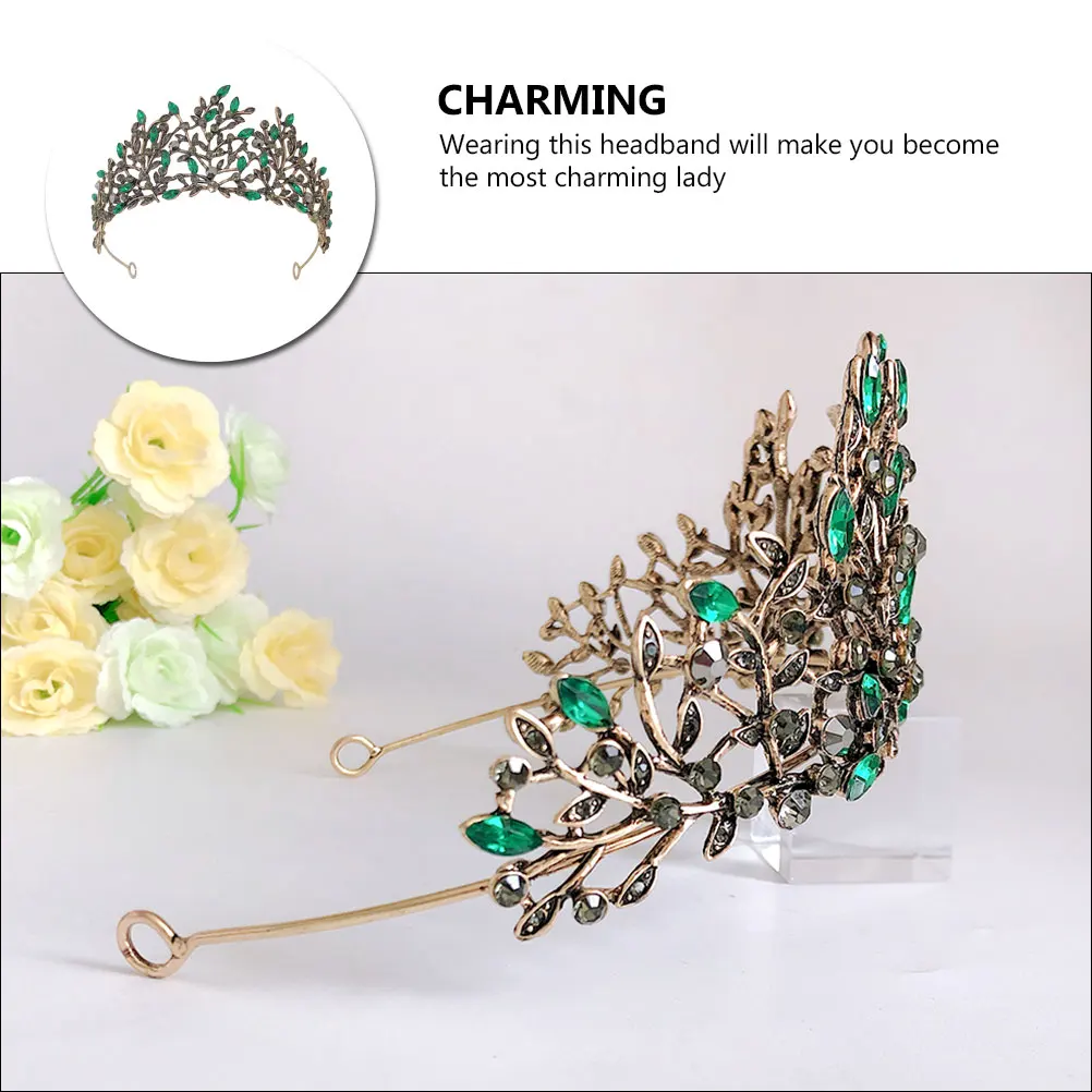 

Винтажный аксессуар для волос с листьями, тиара, свадебная корона, свадебная повязка на голову, декор со стразами, элегантный женский подарок, голова подружки невесты