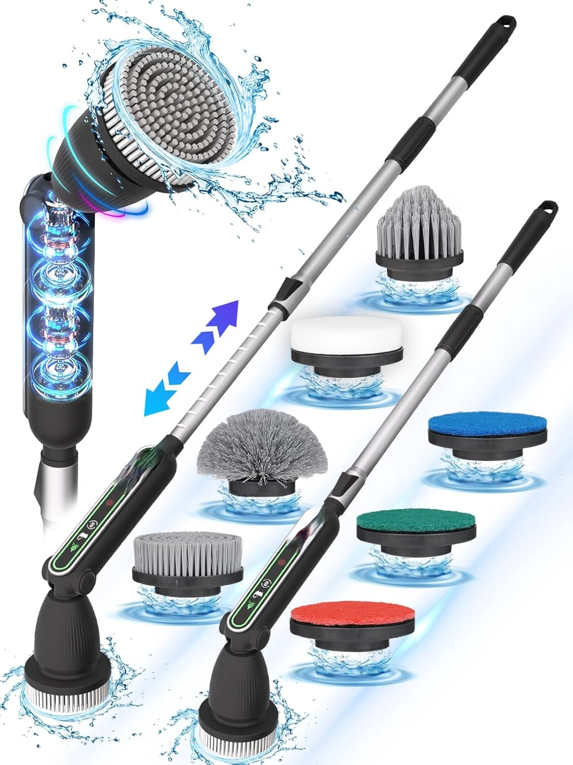 

Electric Spin Scrubber, 2024 New Super Quiet Power Cleaning Brush for Bathroom Floor Tile with Long Handle