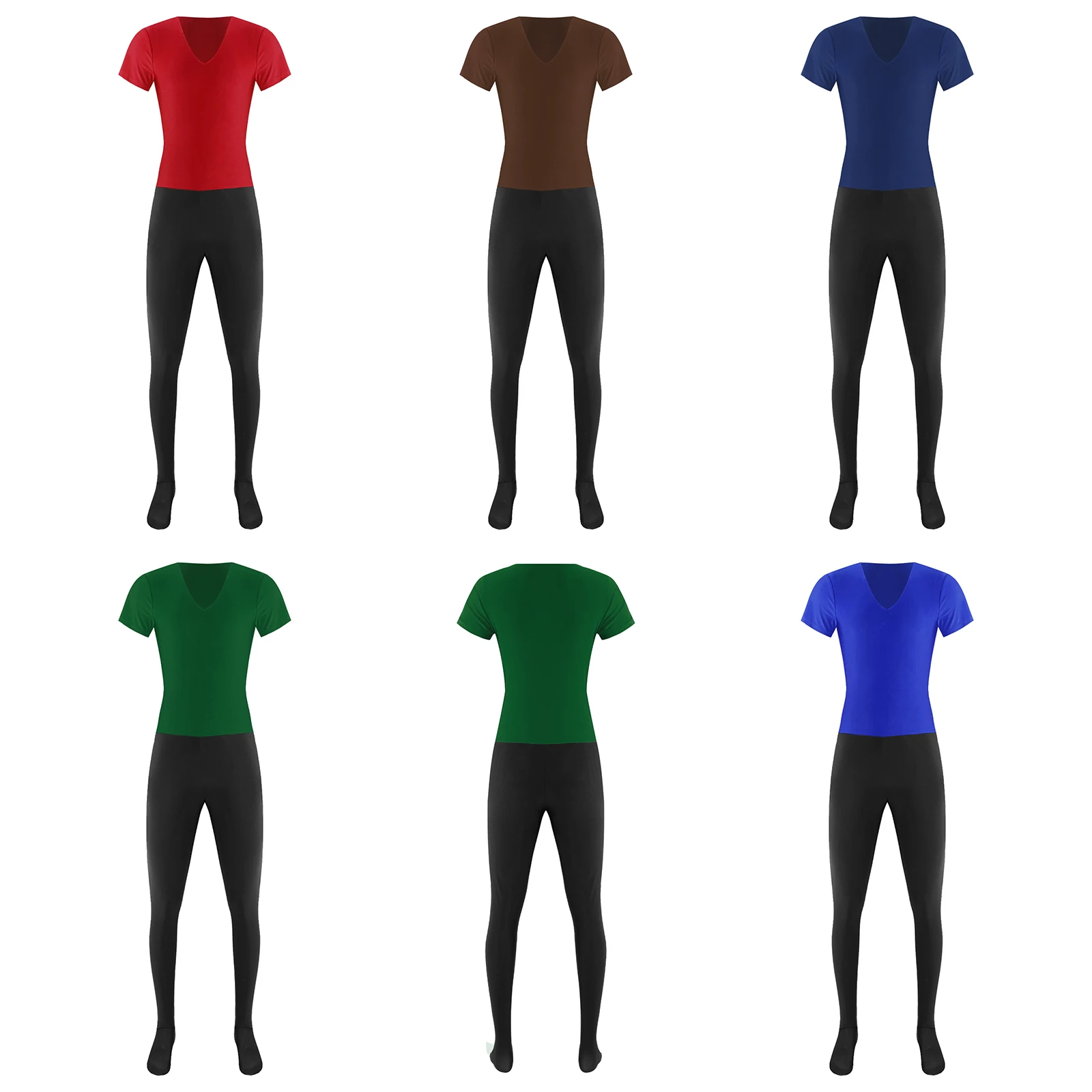 Mens Ballet Dance Jumpsuit Sports Gymnastics Dancewear Long Pants Romper One Piece Bodysuit Workout Dance Performance Costume