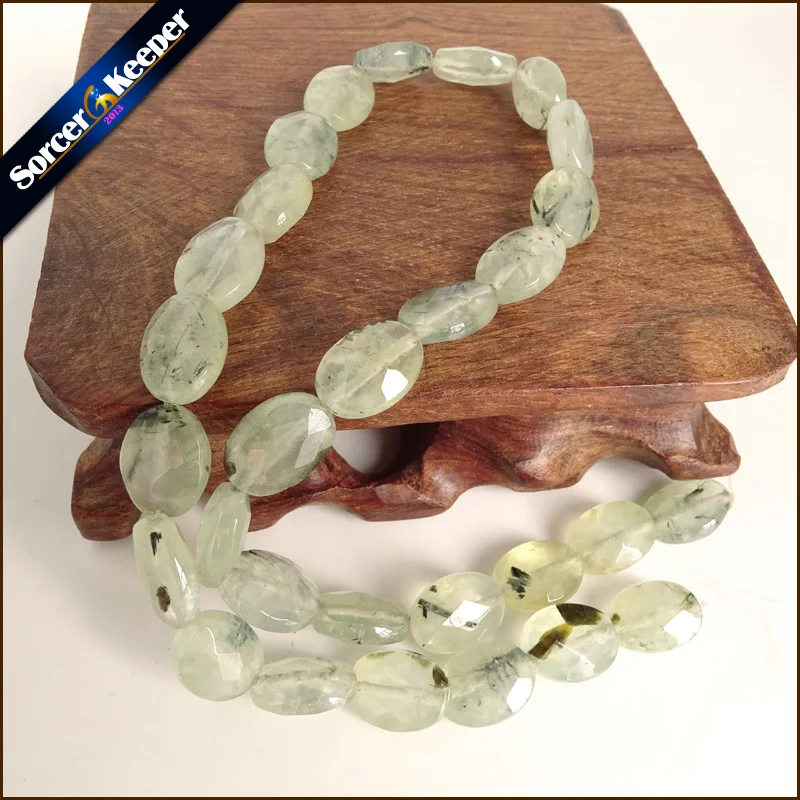 

Natural Prehnite Stone Crystal Faceted Oval-shaped Loose Beads Strand 15" ( 29 PCS ) For Jewelry Making Diy Bracelet Necklace