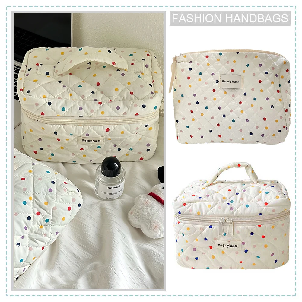 Colorful Polka Dots Travel Makeup Pouch Large Capacity Toiletry Bag Makeup Organizer Storage Bag for Women and Girls