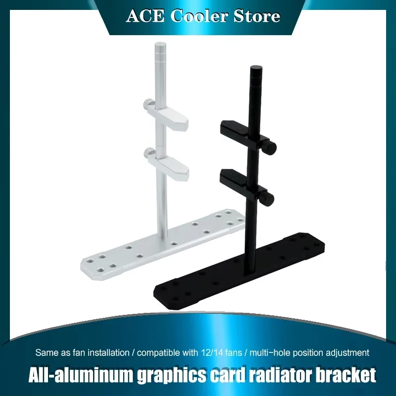 Computer Case Graphics Card Bracket for Side Glass Panel Chassis,Aluminum VGA GPU Support, 120 Fan Position Mounting