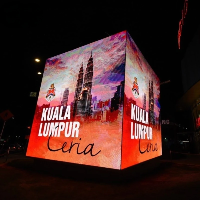 High Brightness Cubes Screen Sign Video Wall Waterproof Advertising P3.91 LED Pixel Video Logo Sign LED Cube Screen Display