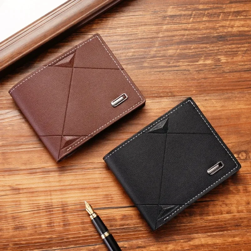 Slim Multi Card Men's Short Wallet Casual Fashion Soft Horizontal Tri fold Youth Male Purse Daily Carry