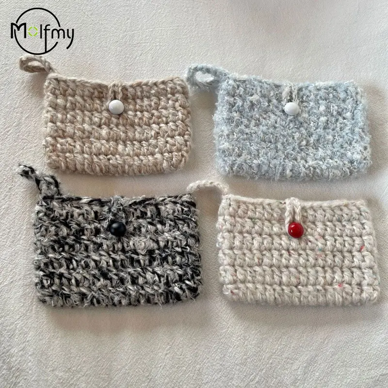 Damen-Geldbörse, handgewebt, Mini-Tasche, Wolle, Kartentasche, handgefertigt, Lippenstift-Paket, Münzgeldbörse, stricken, quadratische Handtaschen für Frauen