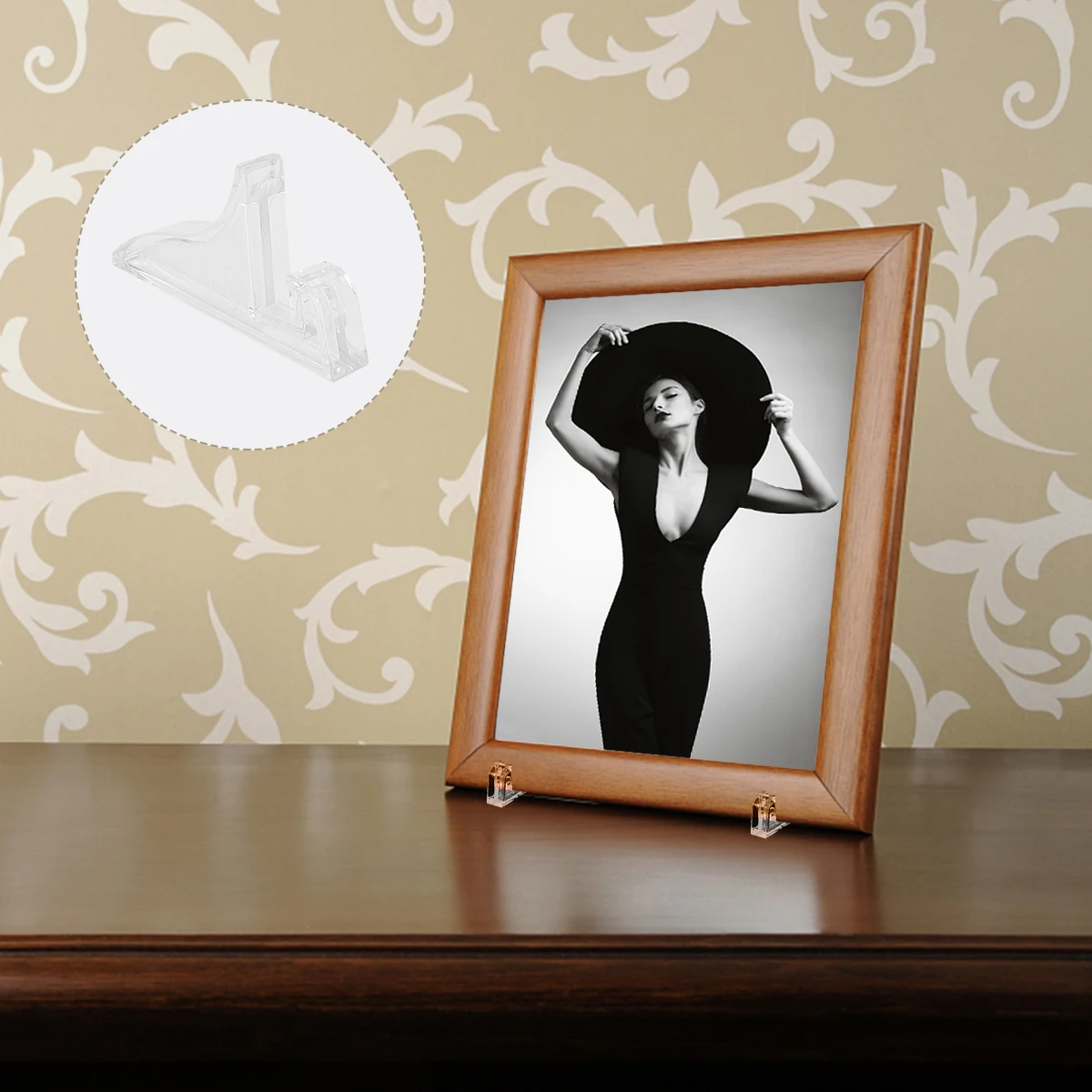 

12pcs Transparent Bracket Base Premium Plastic Multi-Purpose Display Stand For Photo Frames Certificates Medals Sturdy Desktop