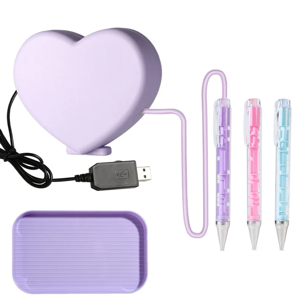 Heart-Shaped LED Diamond Painting Light Pad Set, USB-Powered Light Board with  Drill Pens and Bead Tray,  5D Diamond Art Tools