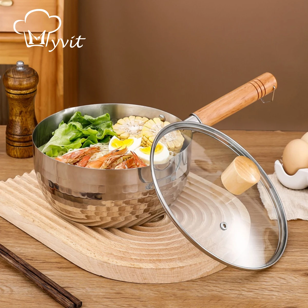 Saucepan with Lid Sauce Cooking Pot Milk Pan Stainless Steel Professional with Long Heatproof Handle for Home Kitchen