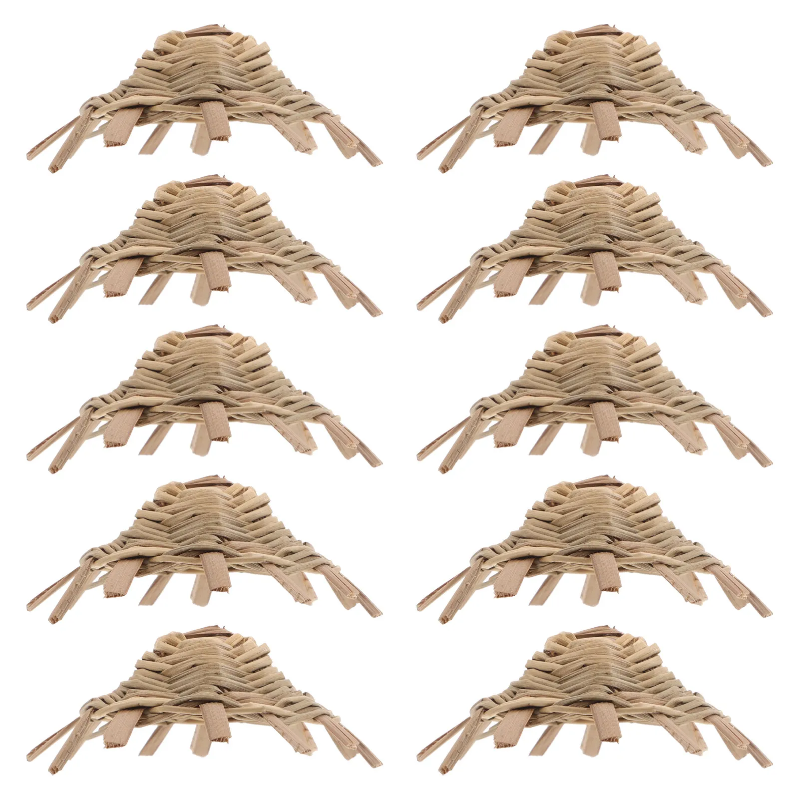10Pcs Mini Woven Straw Hats 5Cm Authentic Conical Shape Tiny Sombrero Craft Decorations for DIY Projects Dollhouse Miniatures