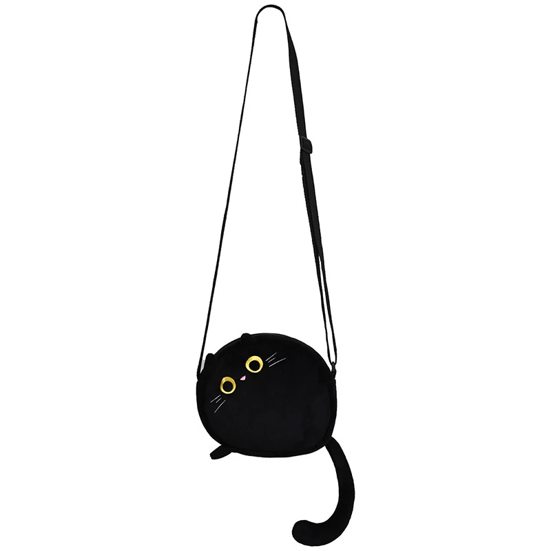 Cartoon Cute Black And White Cat Plush Crossbody Bag Children\'s Portable Coin Purse Shoulder Bag Best Birthday Gifts