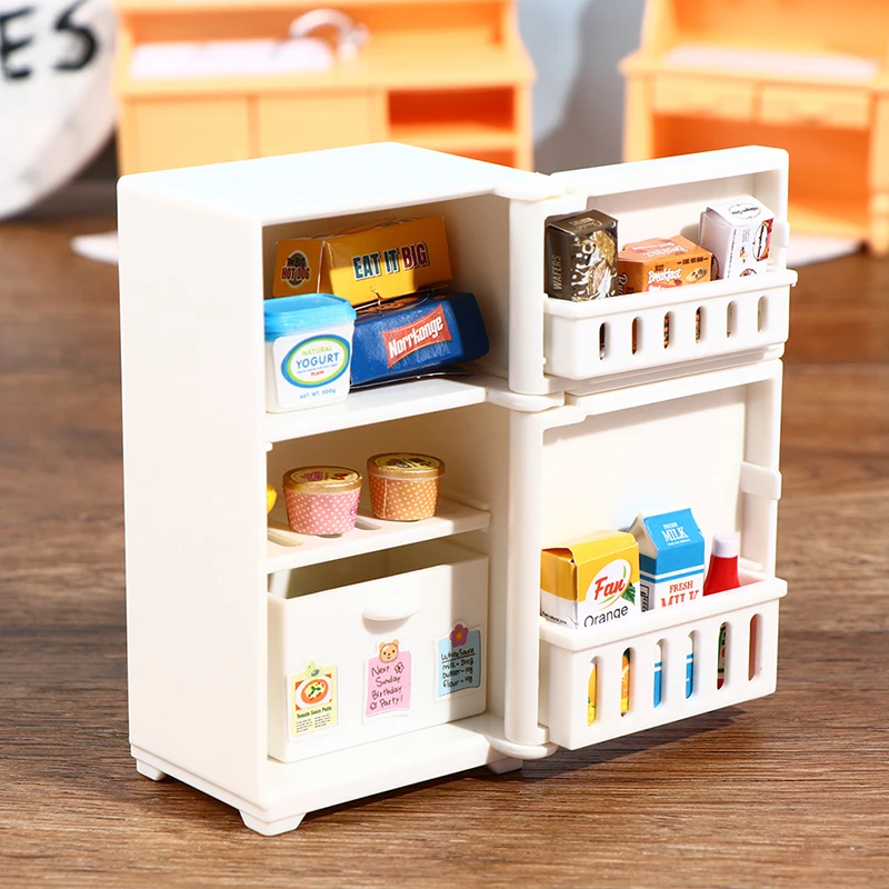 16Pcs/Set 1:12 Doll House Freezer Model White Refrigerator Kitchen Furniture Toy