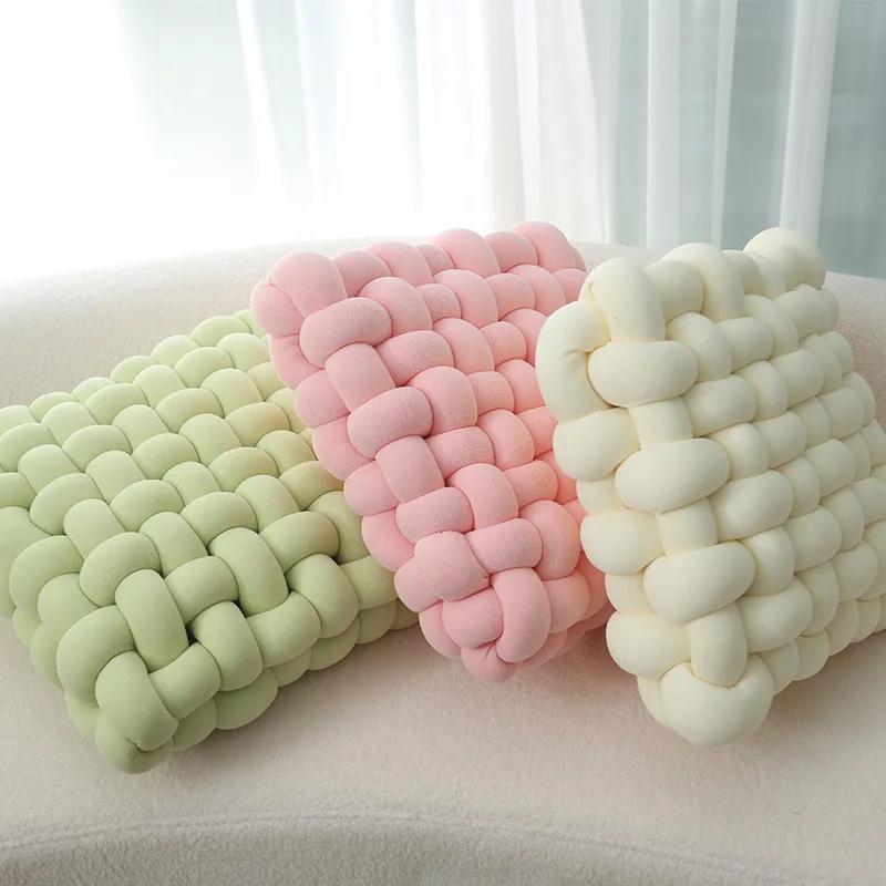 

Bubble Kiss Plush Knitted Wool Seat Cushion Home Square Hand Woven Solid Color Sofa Bed Decoration Pillow Office Chair Cushion