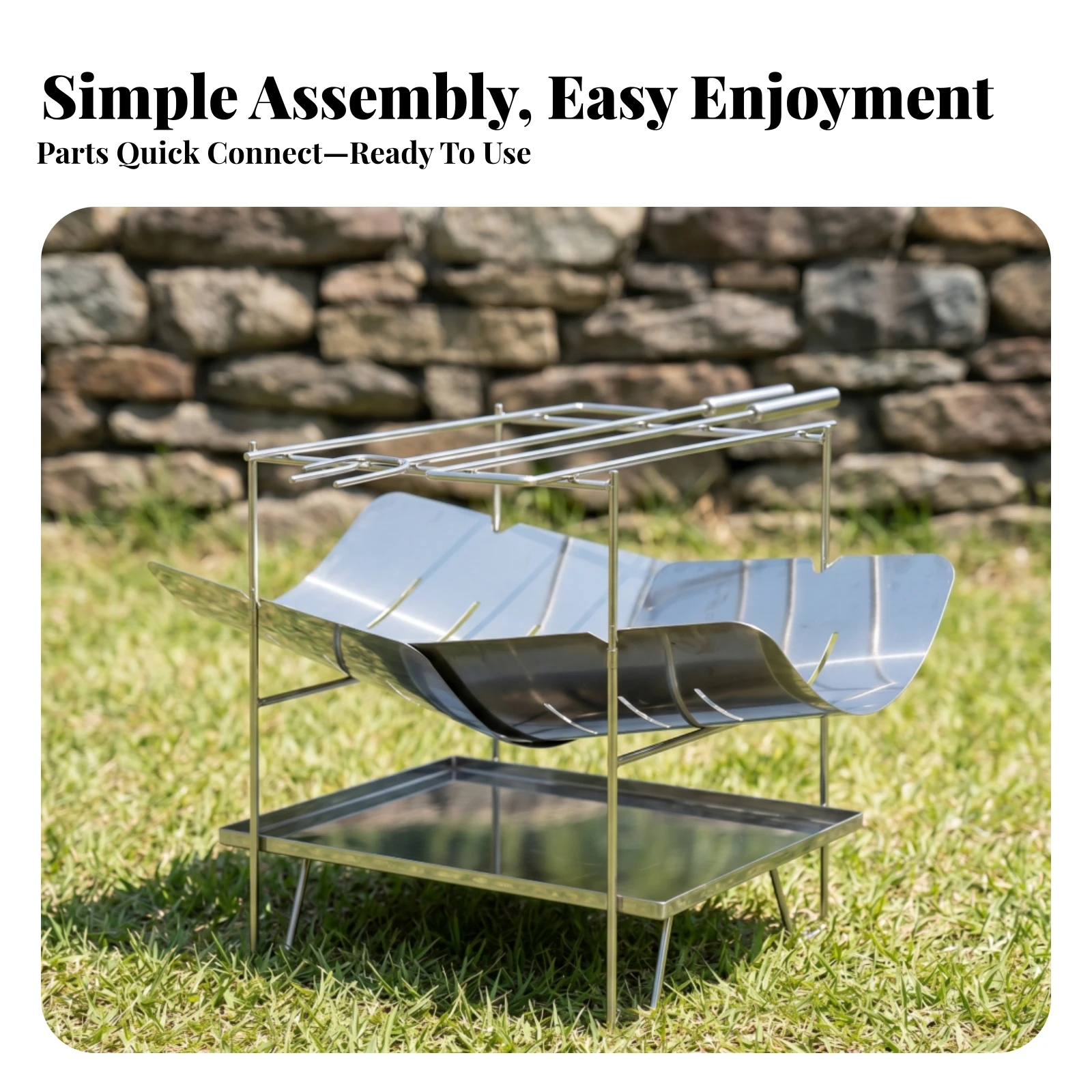Foldable Barbecue Grill Compact Storage Stainless Steel Barbecue Grill Portable Flame Rack Wood Charcoal Folding Grill