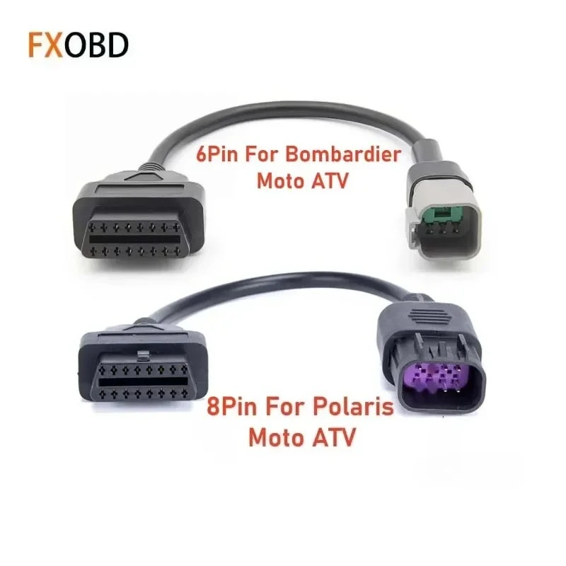 OBD To 8pin Diacrisis Adapter for Polaris All-terrain Vehicle OBD2 TO 6pin Connector for Bombardier BRP Moto ATV UTV Motorcycles