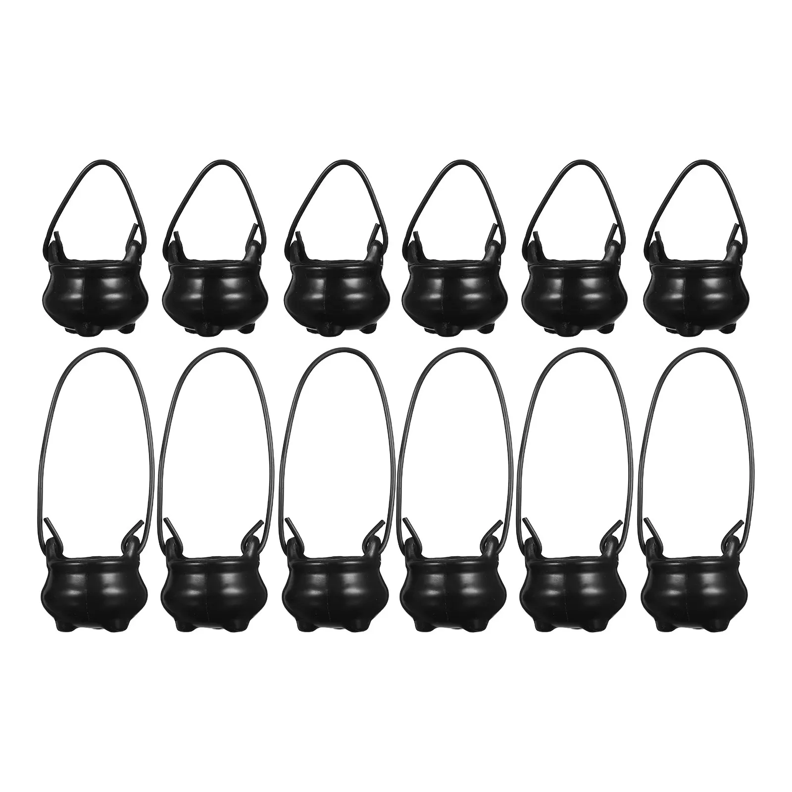 12 Pcs Halloween Decorations Party Craft Supplies Favors Cauldrons for Food Dollhouse Kitchen Accessories Black Witch Props
