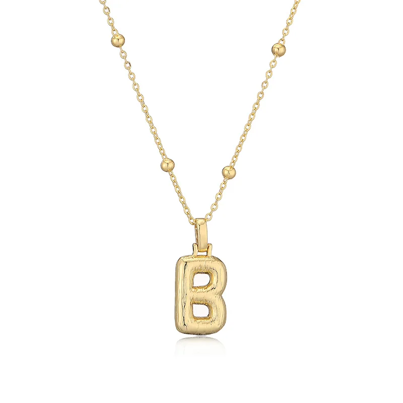 HECHENG,Lightweight Chunky Initial Necklace for Women Stainless Steel Link Alphabet Letter Pendant Necklaces Collar