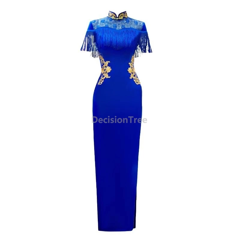 2025 أنيقة عصرية للحفلات الراقية تشيباو أداء مزاجي متقدم شيونغسام ريترو مرقعة عرض صيني تشيباو