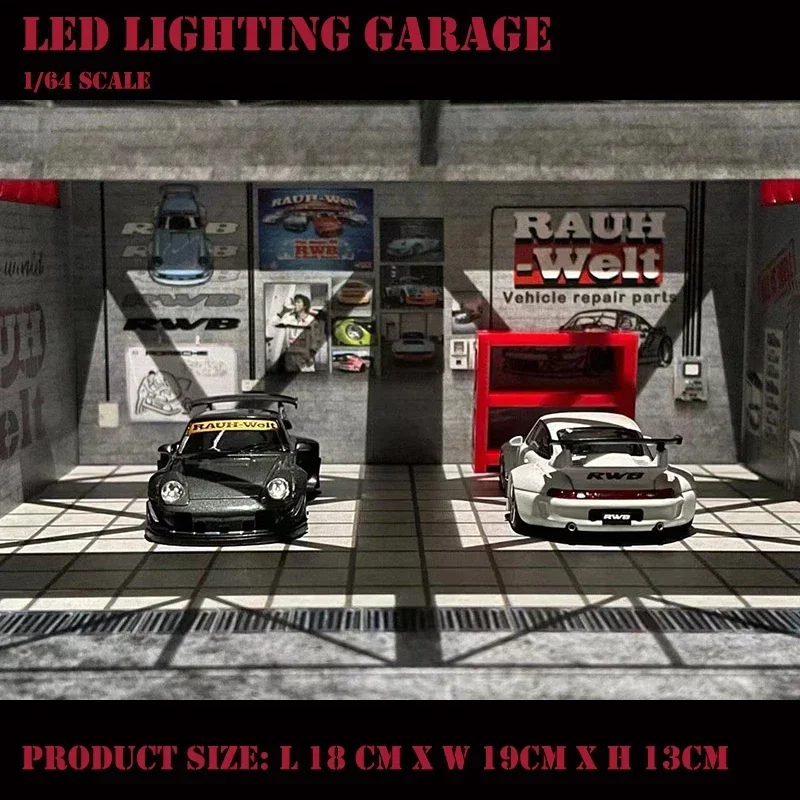 Assemble Diorama 1:64 RWB Coating LED Lighting Garage Use For Model Car Display Station