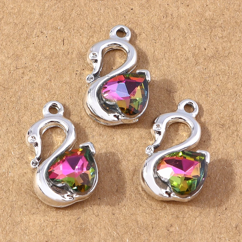 10 Stück 19*11mm Kristall Schwan Charms Anhänger für Schmuckherstellung Halskette Ohrringe DIY Armband Zubehör Zubehör – Detail 4