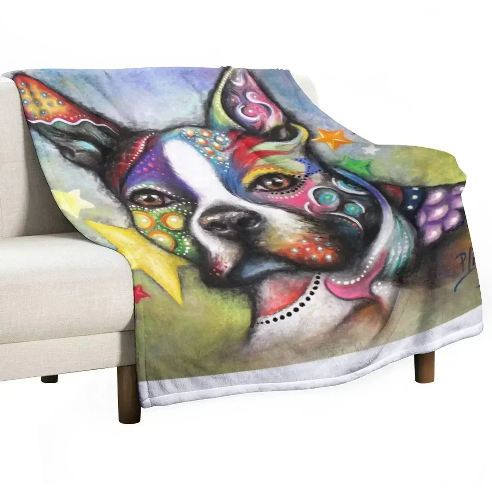 

Boston Terrier Throw Blanket Stylish Decor Blanket Gift for Friends Roommate