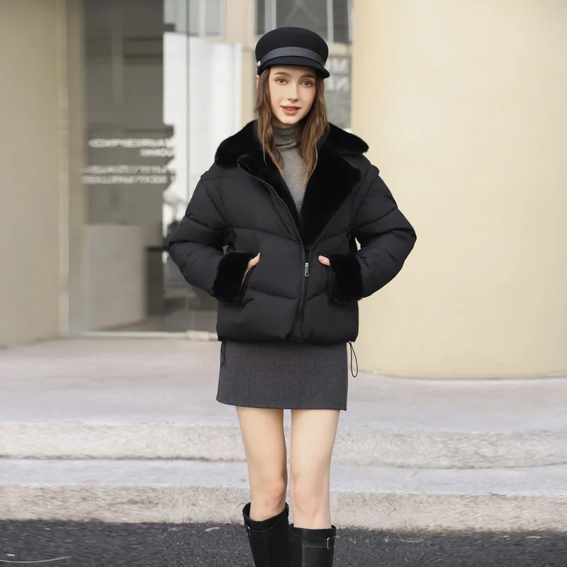 Chaqueta corta de algodón hinchada, manga extraíble, cintura ceñida, ropa de abrigo de invierno a la moda, Top de algodón para mujer