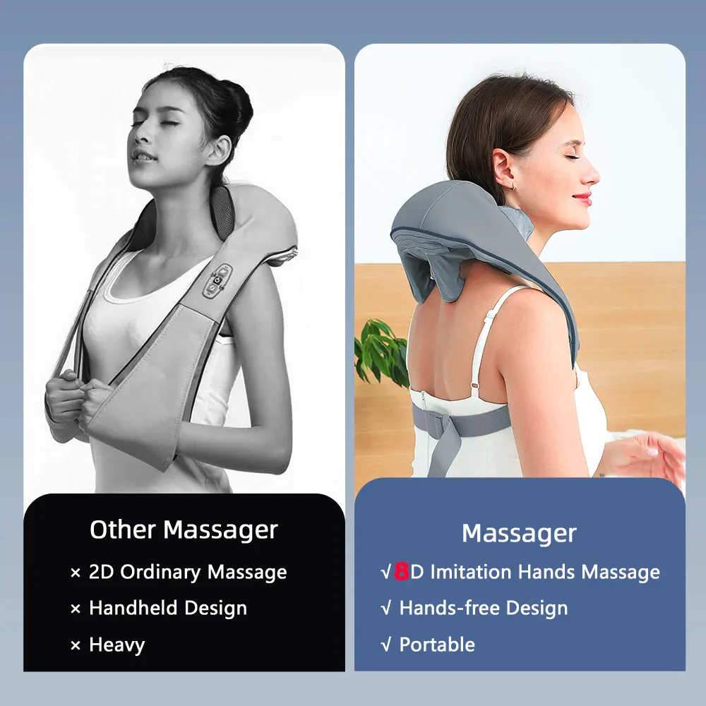 8D Neck And Back Massager Wireless Neck And Shoulder Kneading Massage Pillow Trapezius Neck Cervical Back Massage Shawl