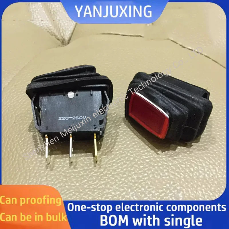 1~5PCS/LOT Boat-shaped switch, waterproof reset self-releasing boat-shaped switch lever switch R13-238 with light