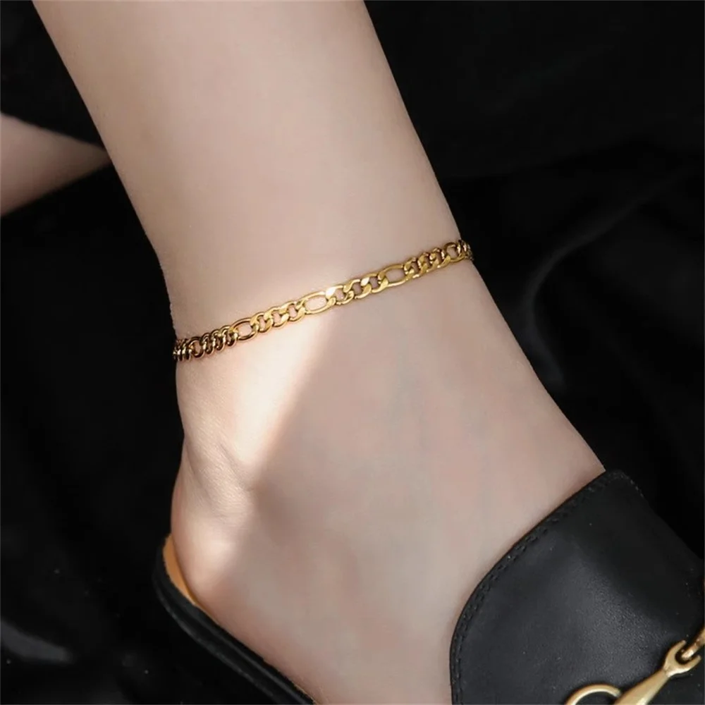 

Punk Figaro Chain Link Ankle Bracelet Female 4mm Gold Silver Color Stainless Steel Foot Leg Anklet For Women Beach Jewelry Gift