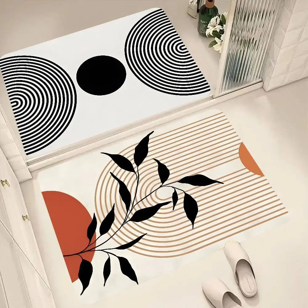 Moderne minimalistische Linie Kunst Bodenmatte geeignet für Wohnzimmer Küche Badezimmer rutschfeste Matte Haushalt Fußmatte