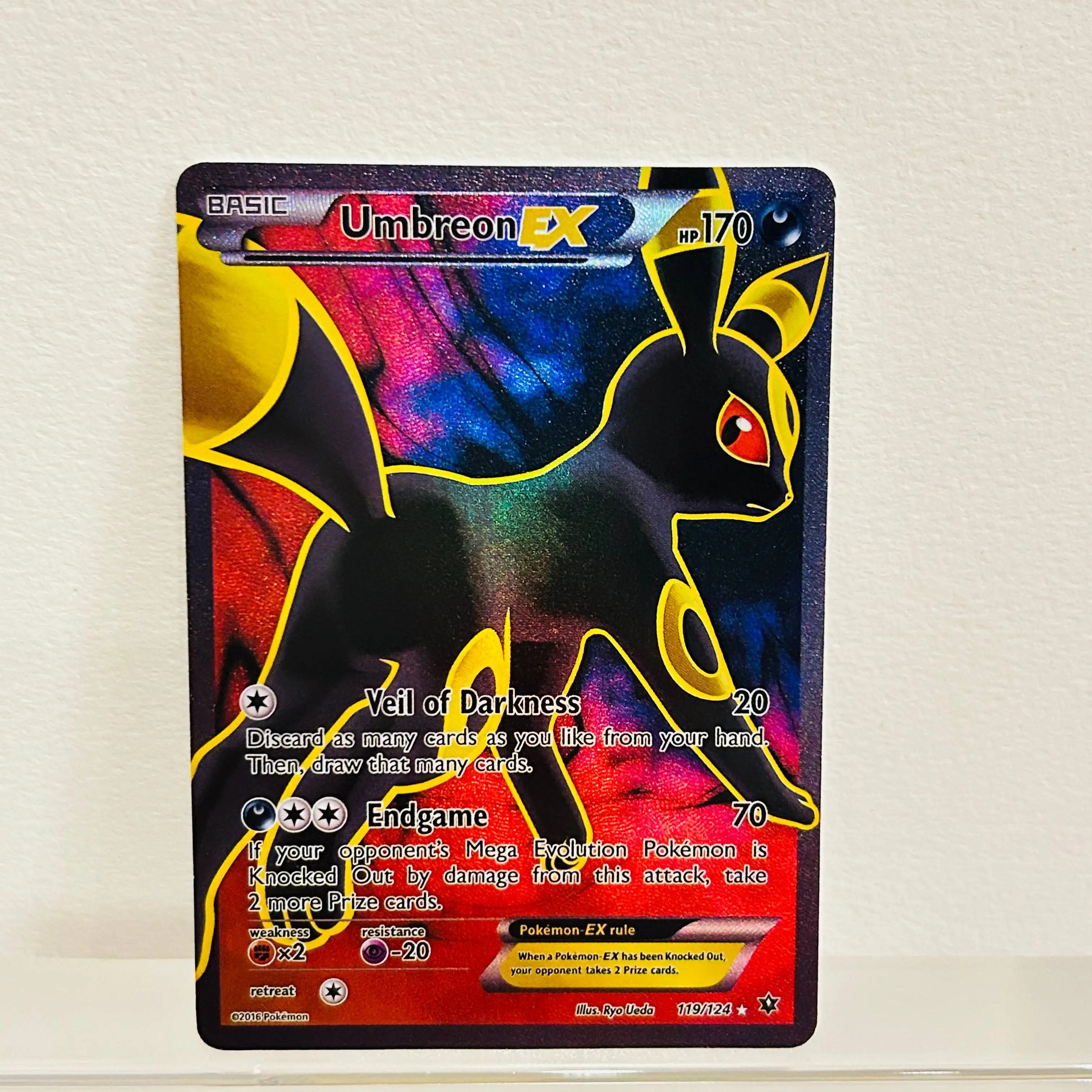

Pokemon Umbreon EX 119/124 English Card Holographic Foil Texture DIY Premium Anime Collection Card