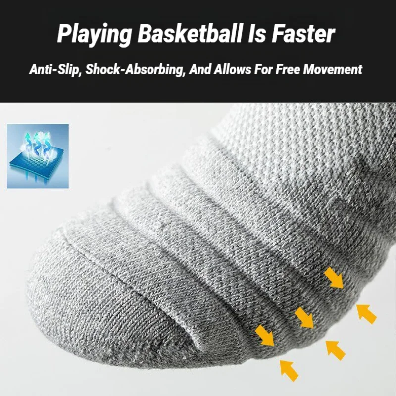 3Pairs Men\'S Socks Compression Stockings Breathable Basketball Sports Cycling Moisture Wicking High Elastic Tube
