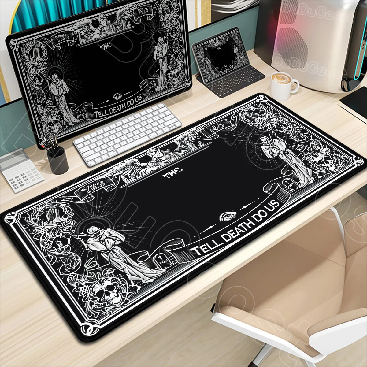 

Large Mysterious Ghost Gothic Gaming Mouse Pad Black Anti Slip Rubber Desktop Accessories Mouse Mat Rug Desk Organizer Playmat