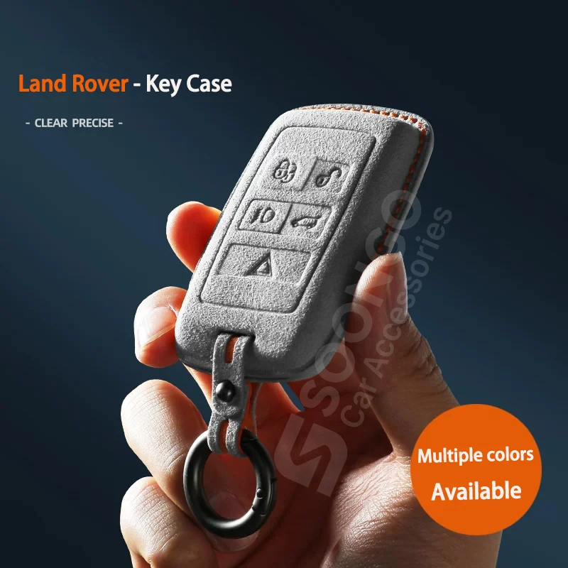 

For Range Rover Sport Defender Discovery Sport Evoque Velar Car Key Fob Cover Alcantara Key Case with Buckle Accessories