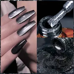 Black Crystal Magnetic Cat Eye Gel Sparkling Glitter Nail Polish Semi Permanent Nail Decoration Soak Off LED UV Gel Varnishes