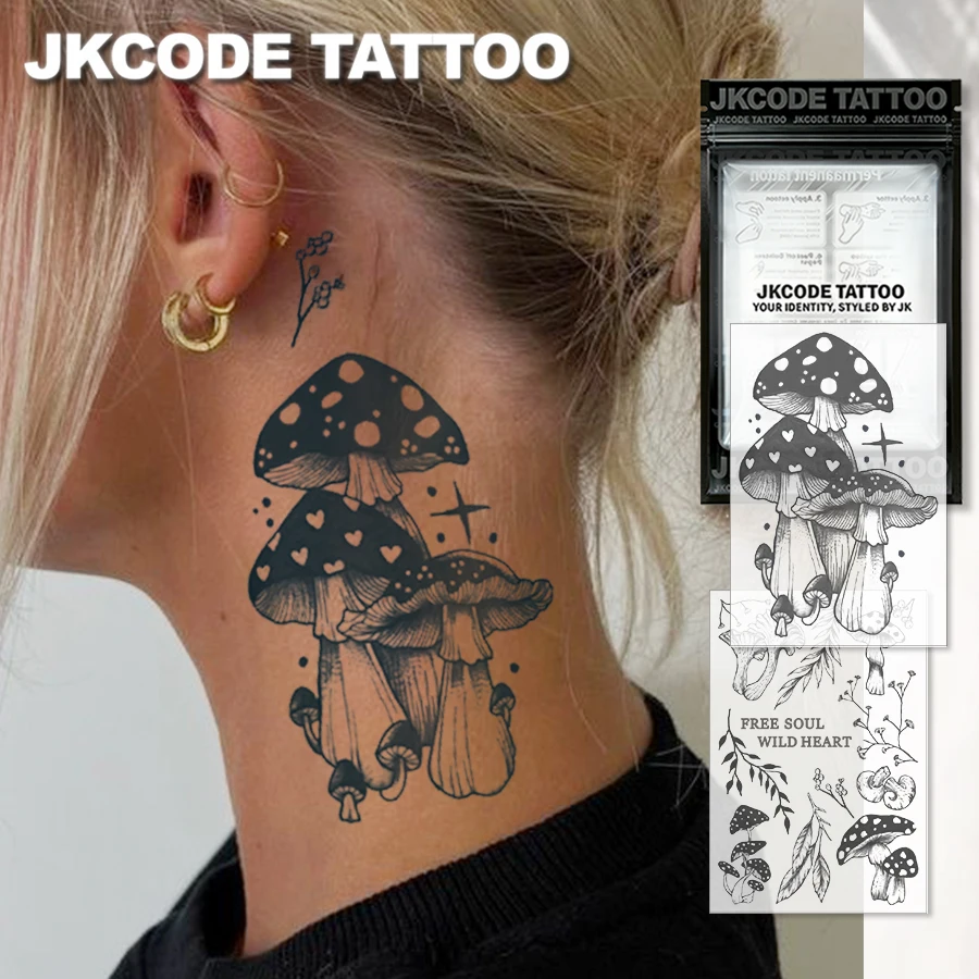 2-piece semi-permanent tattoo set | Mini mushroom tattoo stickers, plant and leaf wrist tattoos | Women's waterproof tattoos, realistic fake tattoos, non-reflective for 7-14 days, magic tattoos, lasts 1-2 weeks, perfect gift