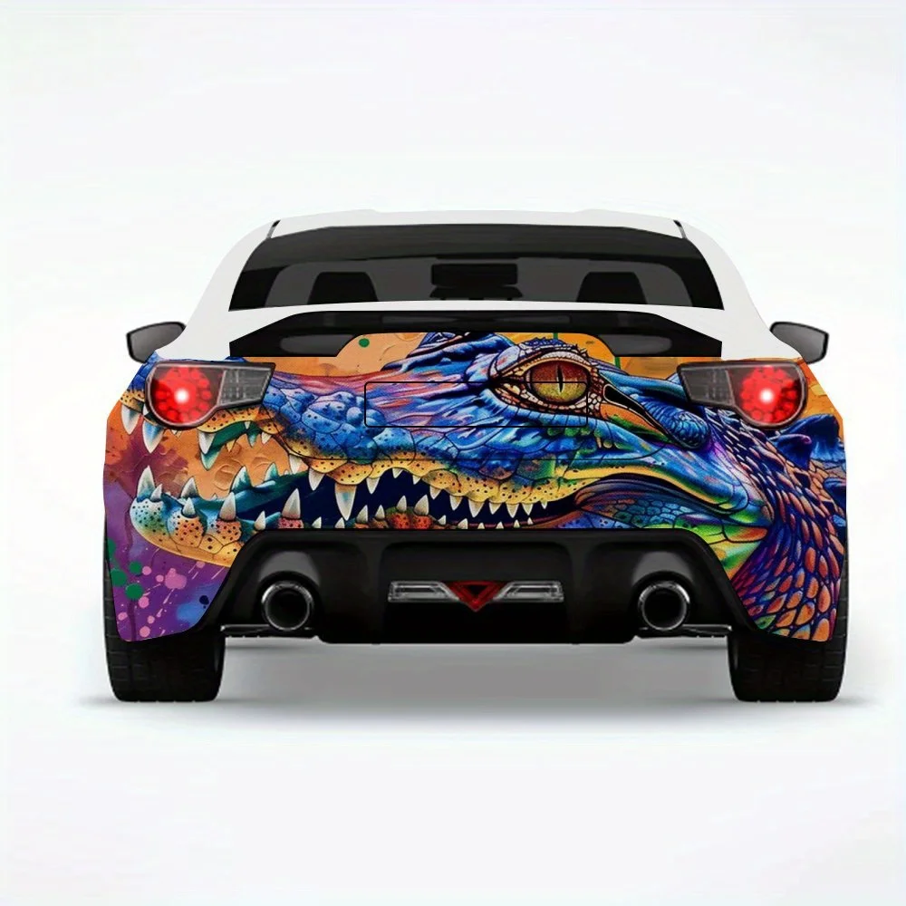 

Colorful Crocodile Head Car Sticker-Vinyl Decal for Car Rear, Waterproof Self-Adhesive Vinyl Stickers for Vehicle Tail & Bumper,